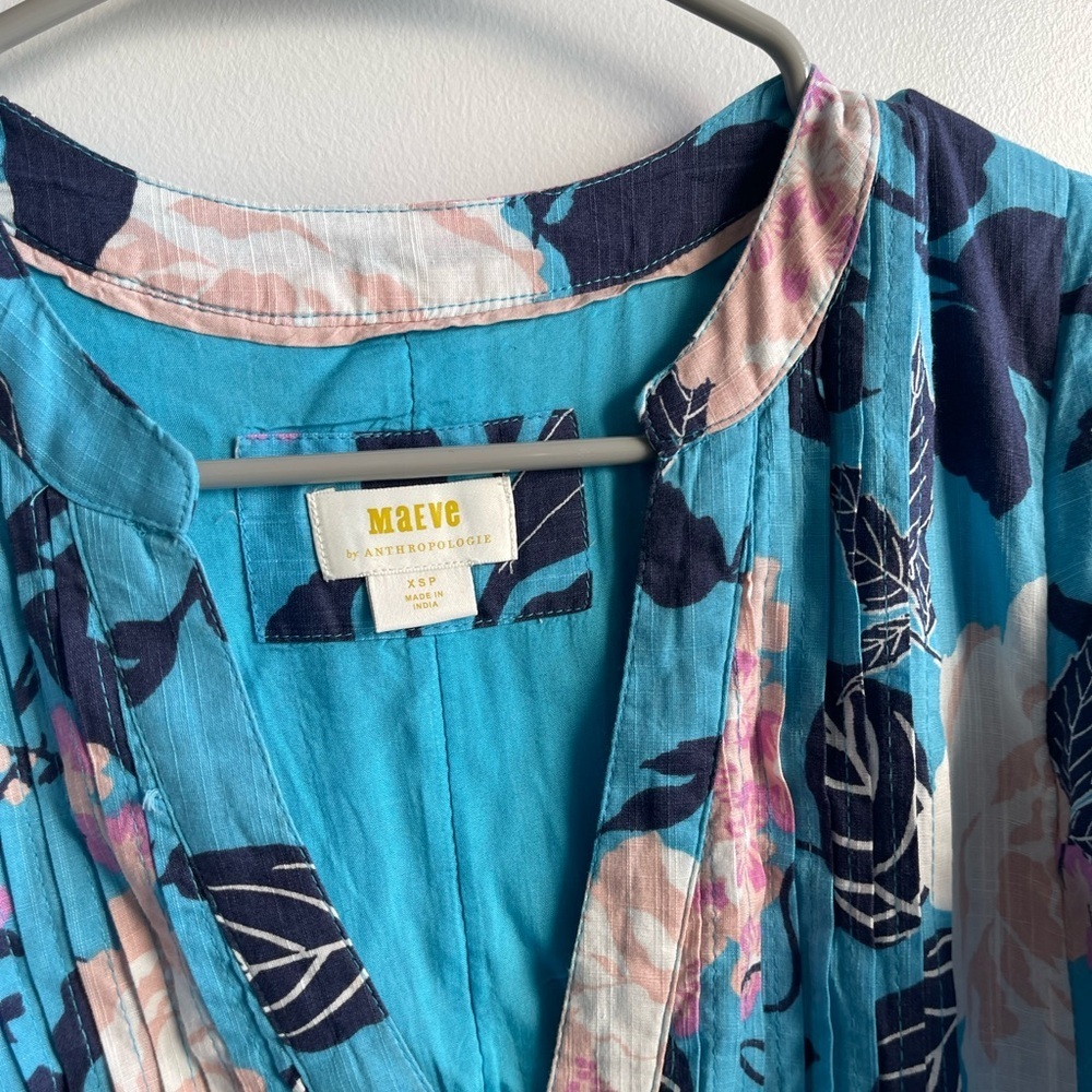 Anthropolagie Mauve Floral Blue Maxi Dress - Picture 6 of 8